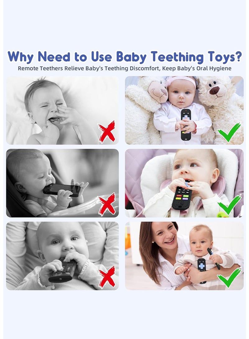 JoyousSto Teething Relief Teethers Toys for Babies 3-12 Months Gifts, Food Grade Silicone Sensory Baby Remote Control Teether Bath Toy for Newborn Infant Boy Girl, Black - Image 5